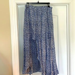 Floral blue and white maxi skirt